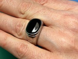 Edelstahlring Retro black (54/55)