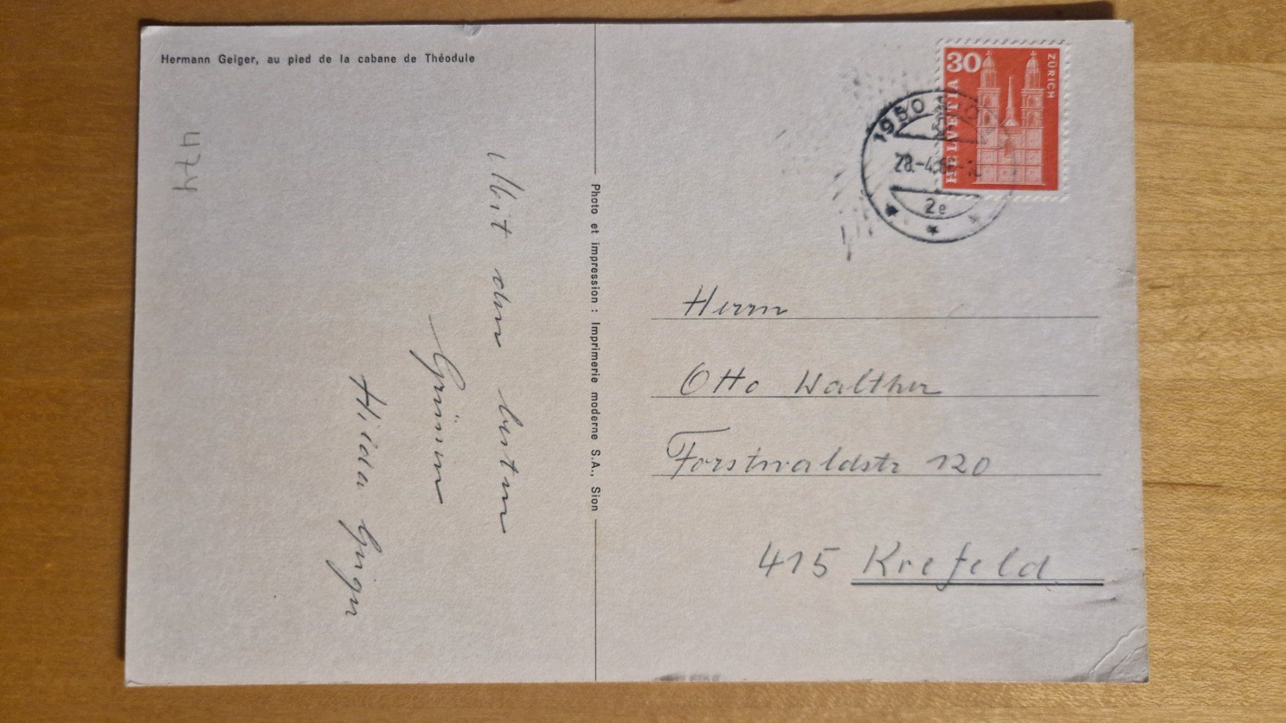 Autografi: Hermann Geiger, Original Autogramm auf Postkarte in Farbe – Usato da Salmsach venduto da Schusoa 1