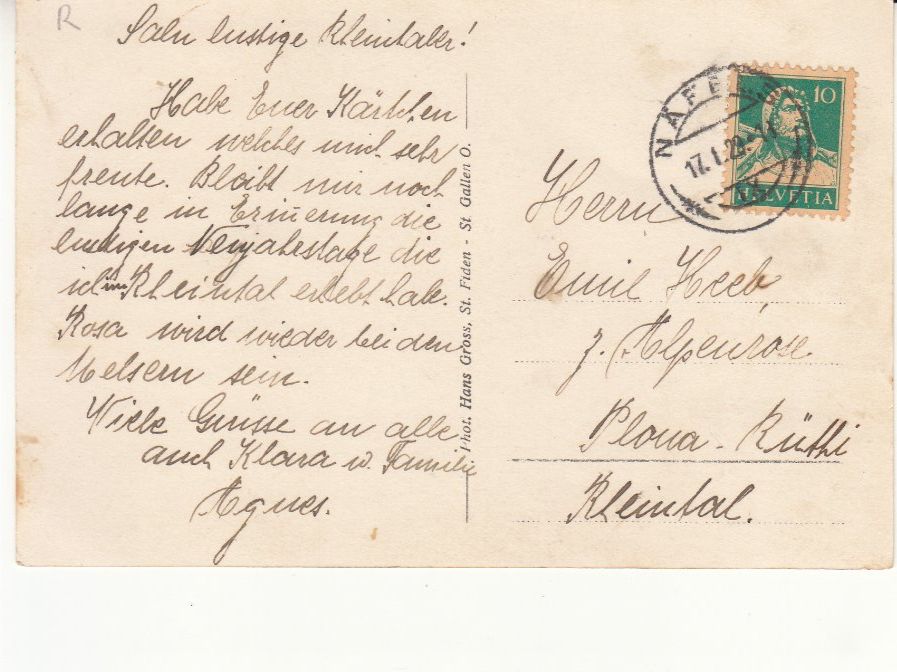 Cartoline postali: Unterterzen 1929 – Usato da Bürglen TG venduto da StampGraf 1