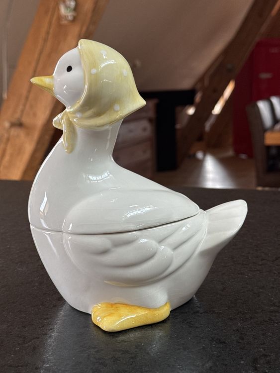 Lustige, weisse Porzellan Ente Gans 2teilig Dose Kaufen auf Ricardo
