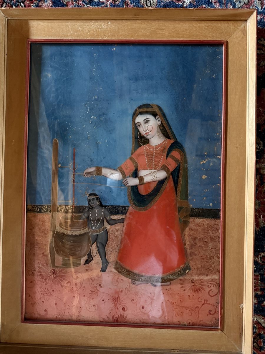 Gemälde: Indische Hinterglasmalerei mit mytholog. Szene – Gebraucht aus Frauenfeld von Altunoi