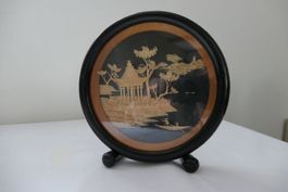 chinesisches Bild rund in Stellrahmen mit Glas