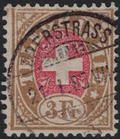 OBERSTRASS 21.I.85 Stempel auf 3 Fr. Telegraphen Marke