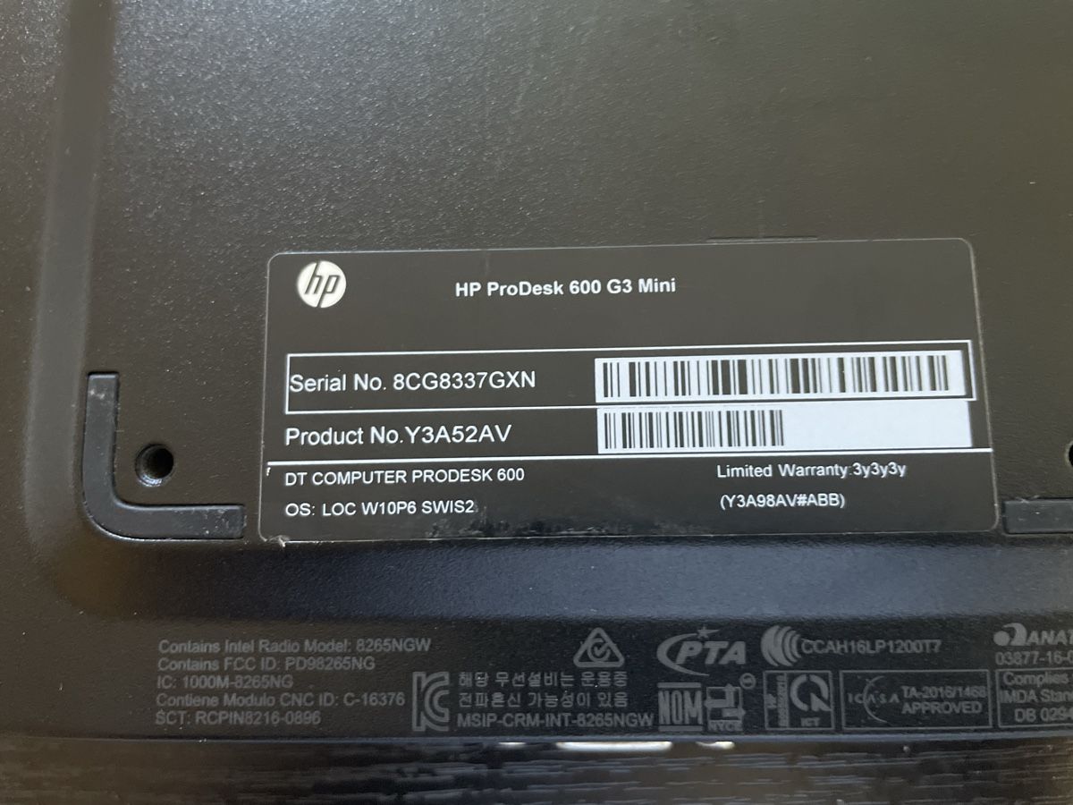 Hewlett Packard PCs: HP Prodesk 600 G3 /Bastler – Défectueux à Abtwil sg par Kueng.MultiOutlet 1