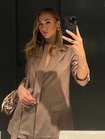 Trend Herbst! Hanna Schoenberg Blazer mit Gürtel, Gr. 34