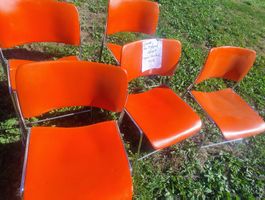 Lot de 5 chaises design David Rowland 40/4 avec charriot