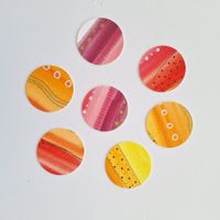 7 Papierkreise bemalt Aquarell zum Basteln / Scrapbooking