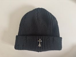 Shibuya Beanie, Distressed mit Kreuz, Rib-Knit / Cuffed