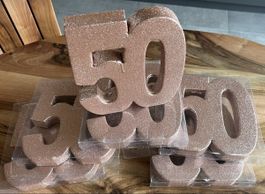Deko Zahl "50" Roségold Glitter