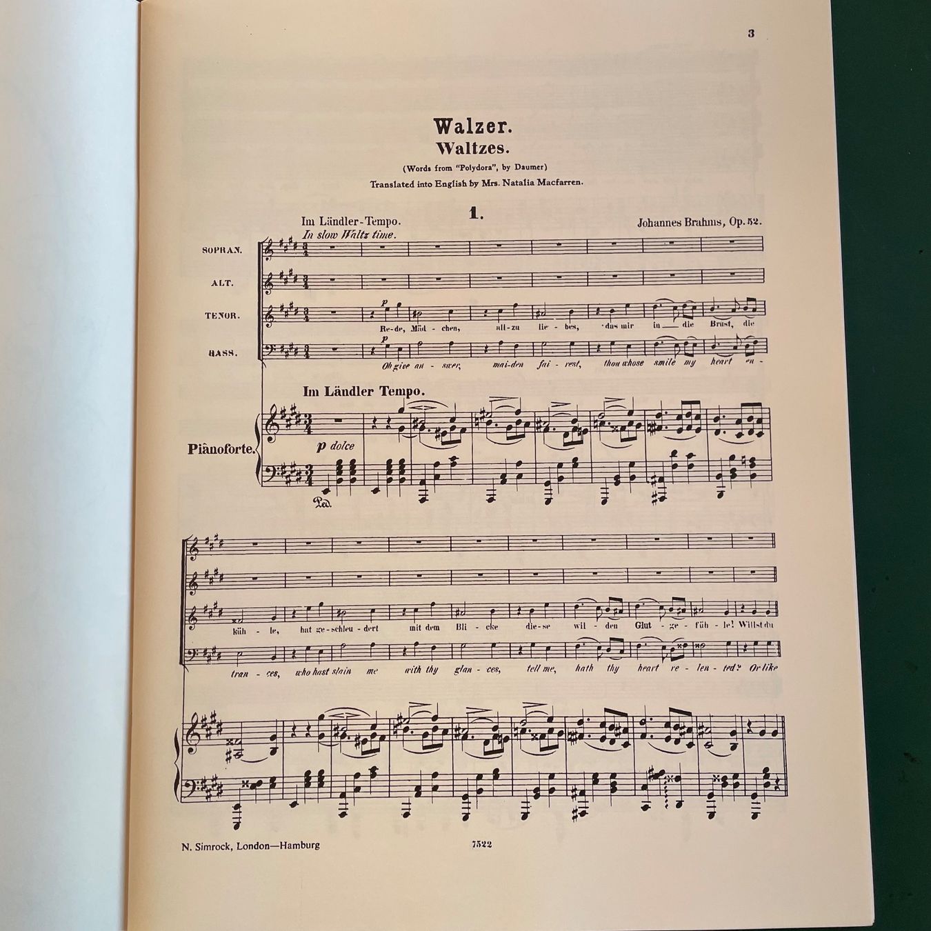 Bücher: Brahms: Liebeslieder Walzer d/e, Klavierauszug, neu, Simrock – Neu (gemäss Beschreibung) aus Liestal von Coutellerie 2