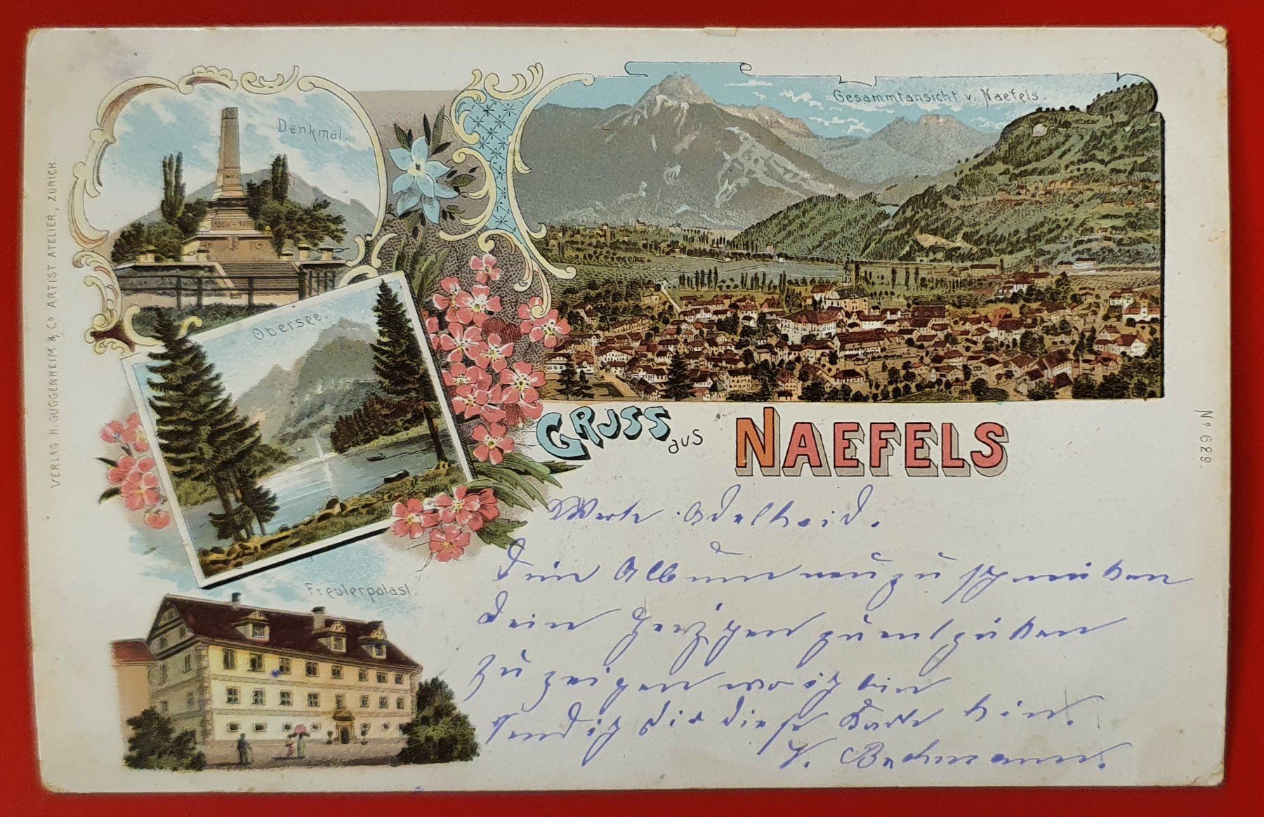 Cartoline postali: Gruss aus Näfels 1899 – Usato da Kreuzlingen venduto da Rschweiz1