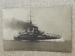 Photo Karte / Kriegsschiff R.N. Sicilia Gelaufen Genova 1917