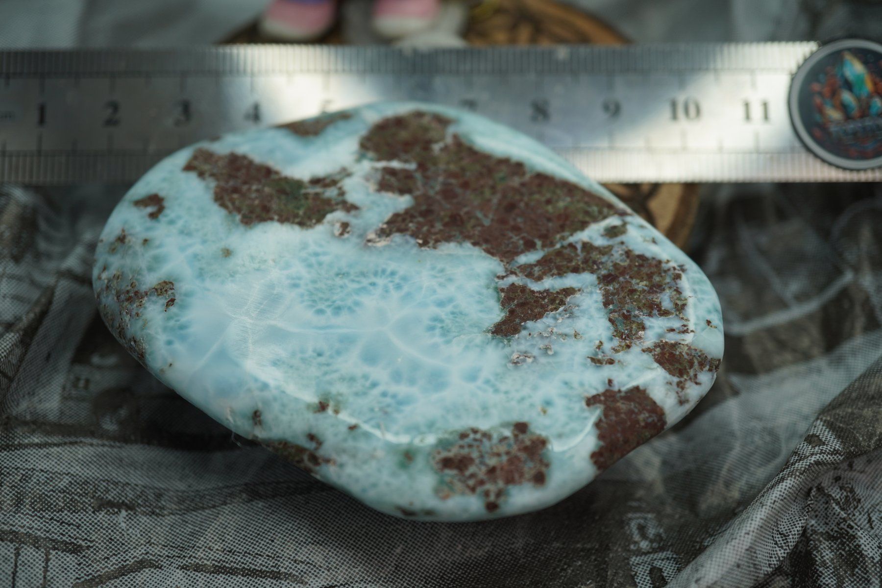 Minerali & Pietre curative: 72g   XL   Larimar Scheibe – Nuovo e nell'imballaggio originale da Eschenbach SG venduto da topstone 3