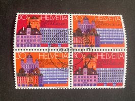 Schweiz 1974 Vollstempel 1.Tag 4er-Block UPU LAUSANNE 28.3.