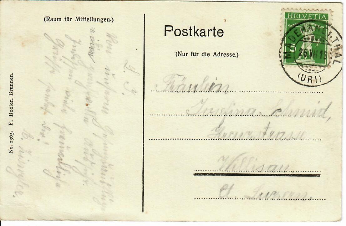 Ansichtskarten: Hüfigletscher 1915 – Gebraucht aus Hochdorf von Ziegel-16 1