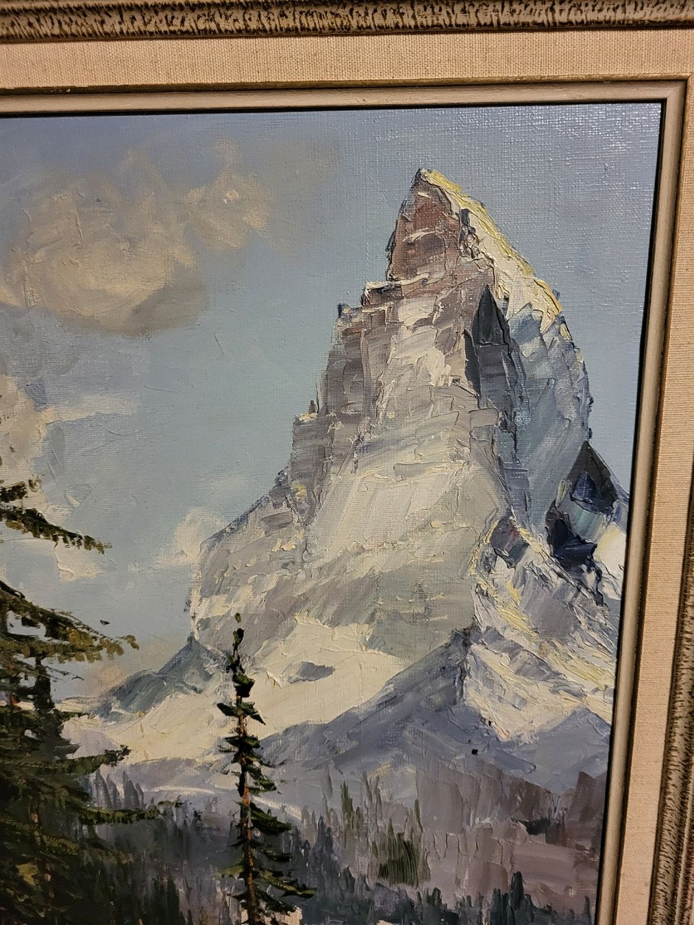 Dipinti: Tableau Cervin depuis la forêt, chalet signé. – Usato da Vevey venduto da oldiz 6