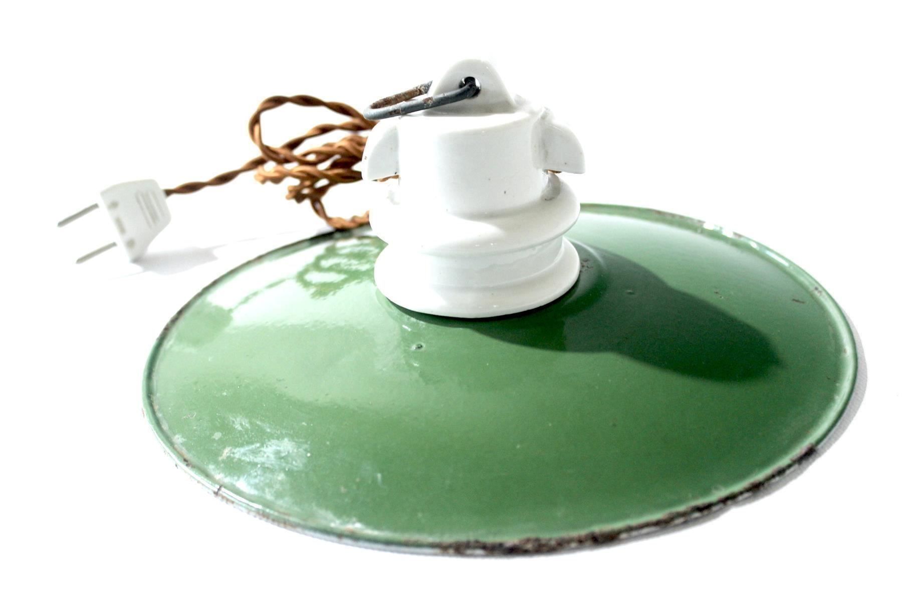 Lampadari & plafoniere: Schlichte Jugendstil DECKENLAMPE mit Emailschirm, um 1910 – Usato da Bern venduto da kultiges 6