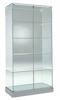 Design Glasvitrine, ESG Glas, Silber (B.93cmxT.46cmxH.180cm)