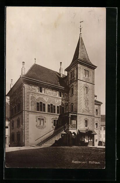 Cartoline postali: AK Rapperswil, Blick auf Rathaus – Usato da Berlin venduto da bartko-reher