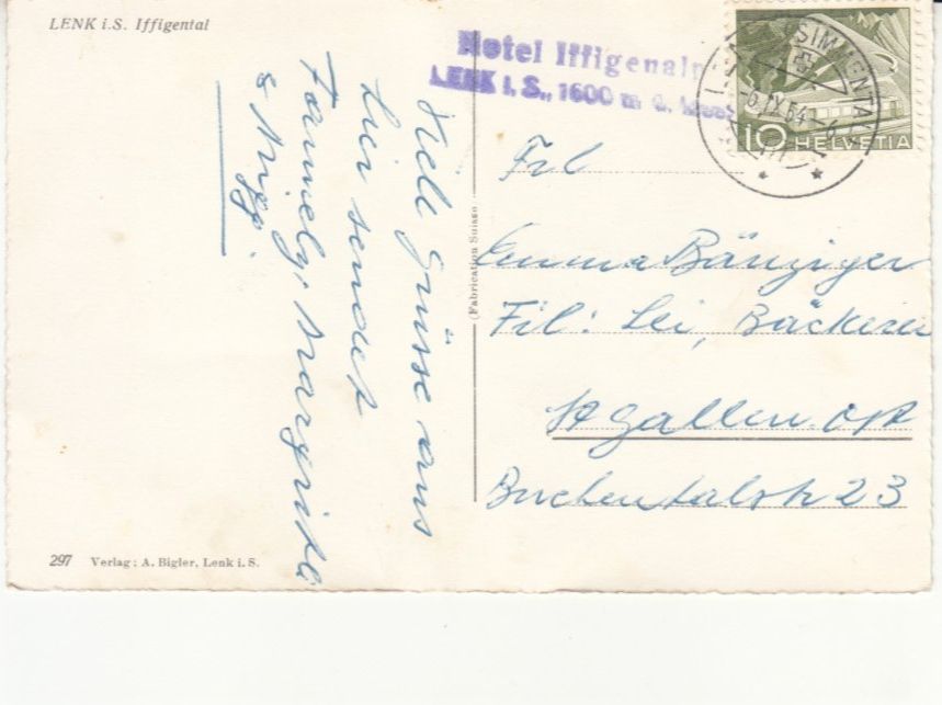 Cartoline postali: Iffigental 1954 – Usato da Bürglen TG venduto da StampGraf 1