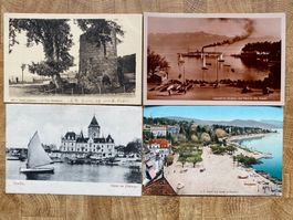 Lot de 4 cartes postales anciennes - Ouchy / Lausanne