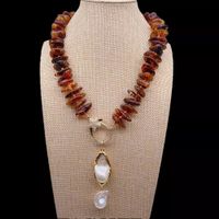 Toll Stern Perle Bernstein Halskette Edelstein Collier Ambre