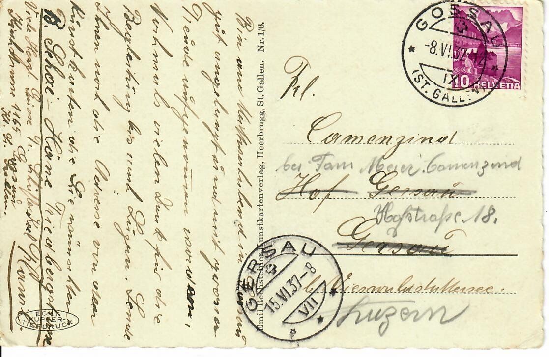 Cartoline postali: Bergkirche auf Meglisalp  1937 – Usato da Hochdorf venduto da Ziegel-16 1