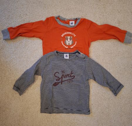 Lot de 2 T-shirts manches longues Petit Bateau taille 81