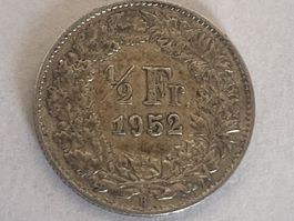 Pièce de 1/2 franc en argent 1952