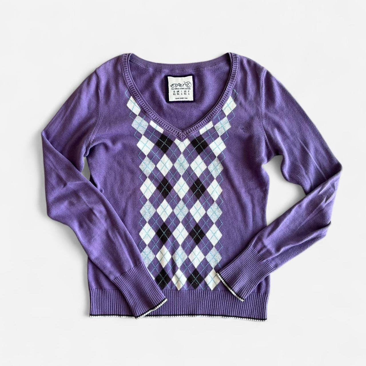 Esprit Pullover & Sweatshirts: Pullover lila Argyle V-Auschnitt y2k – Gebraucht aus Sion von mol_9tmp