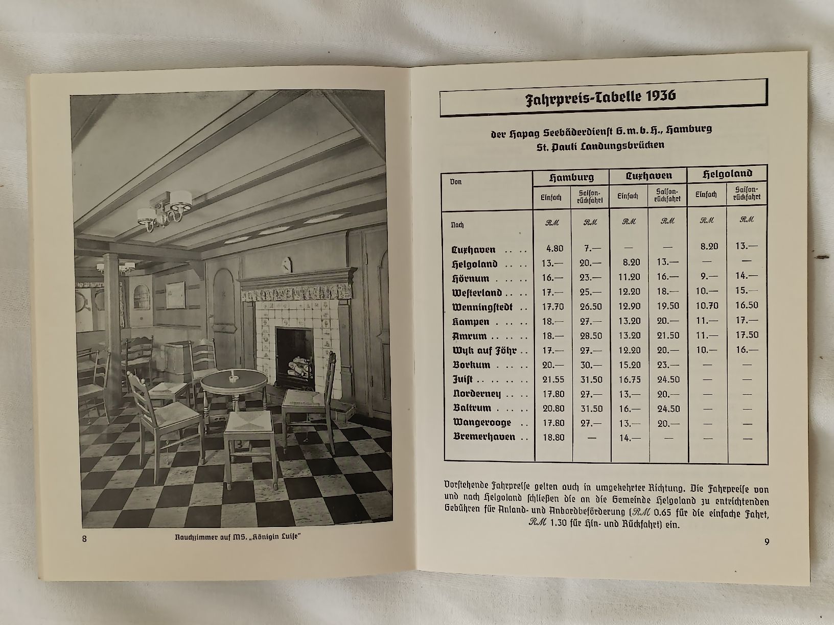 Documenti: Broschüre / Sommerfahrplan 1936 HAPAG Schifffahrt – Usato da Brugg AG venduto da Ente015 3