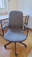 Chaise de bureau roulante avec accoudoirs, tissu gris foncé
