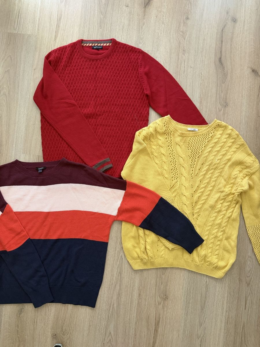 Maglioni & Felpe: Pullover Set: Rot, Gelb Gestreift, Herbst Gr.L – Usato da Füllinsdorf venduto da had_kv5k