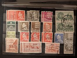 Briefmarken Dänemark gestempelt, 4 Steckkarten