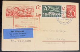 Flugpostkarte 1925 Basel-Mannheim | Erstflug Balair