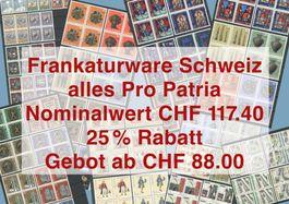Frankatur, Pro Patria, Viererblöcke, 25% Rabatt, ab 88.–**