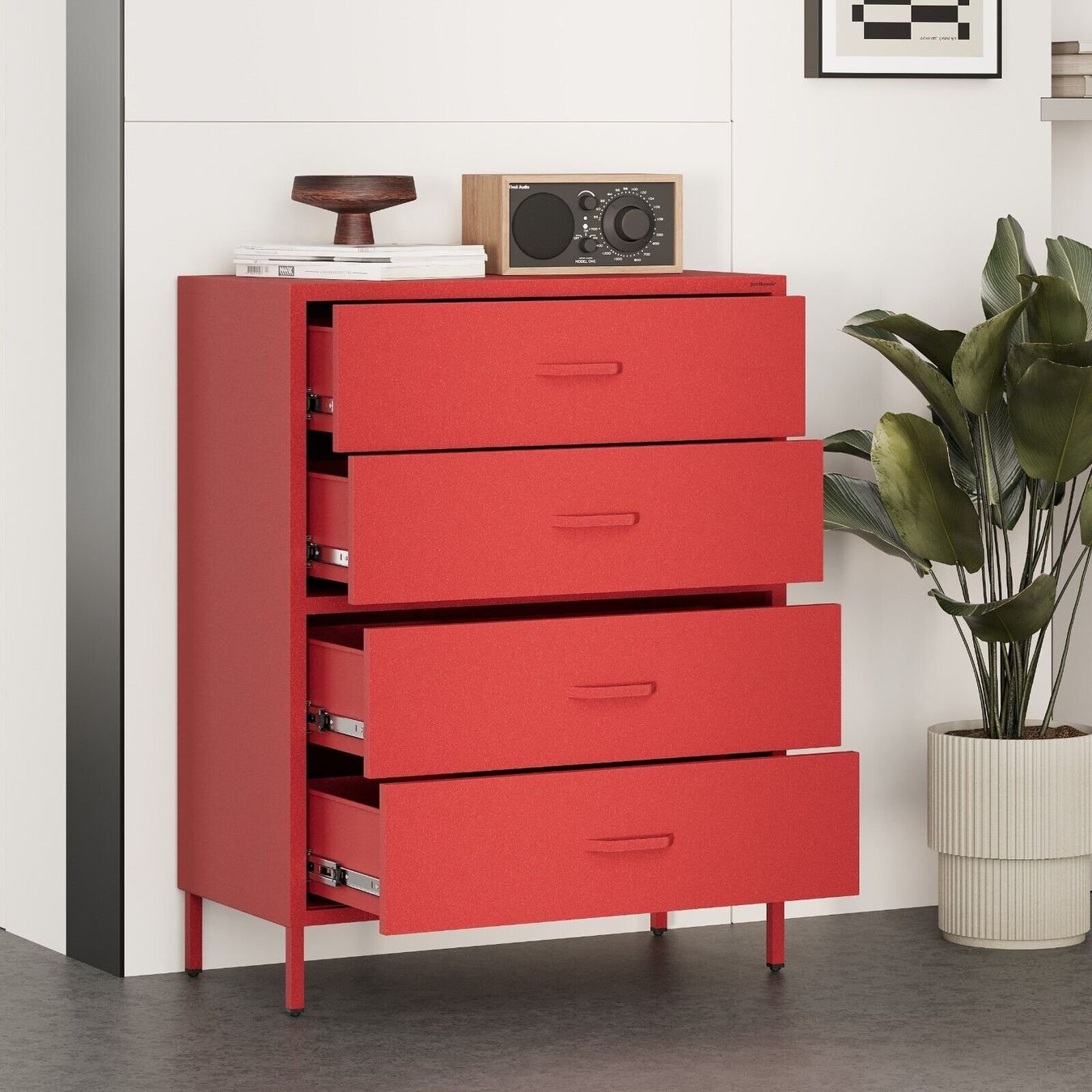 Cassettiere: Kommode mit 4 Schubladen Metallschrank Glitzernd - Rot – Nuovo e nell'imballaggio originale da Wallenwil venduto da toesstal-vertrieb