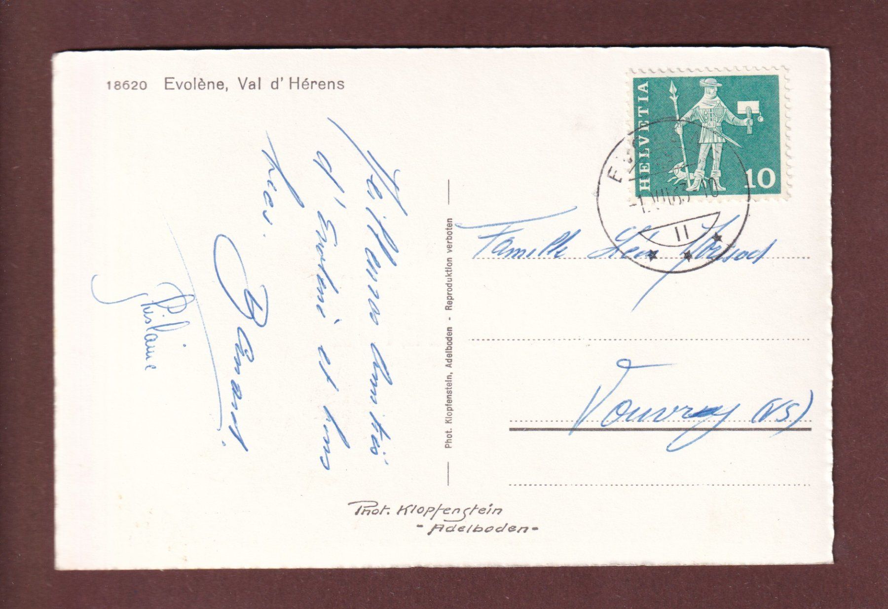 Ansichtskarten: EVOLENE - 9 images - 1963 – Gebraucht aus Pully von nicecards-shop 1