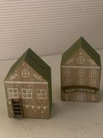 2er-Set Weihnachts-Häuschen aus Holz – Lebkuchenhaus Deko