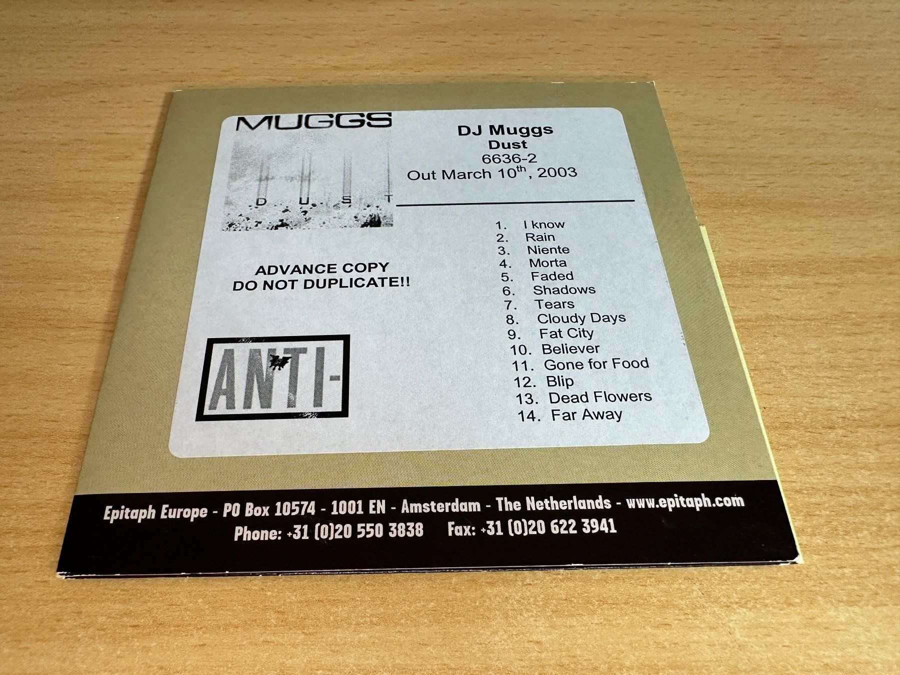 CD: Muggs – Dust - Promo CD – Usato da Rikon im Tösstal venduto da Alpenmutz