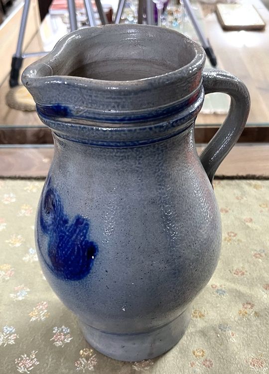 Alte Steingut Karaffe / blau grau H 26.5cm Kaufen auf Ricardo