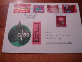Toll frankierter "roter" Eil-Brief 1959, Sodner-stempel