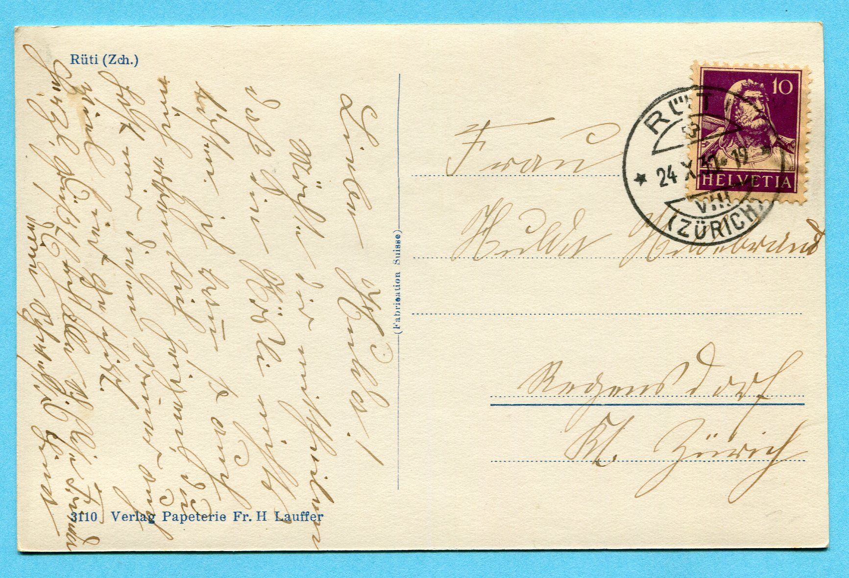 Cartes postales: Rüti 1931 – D'occasion à Opfikon par Prophila 1