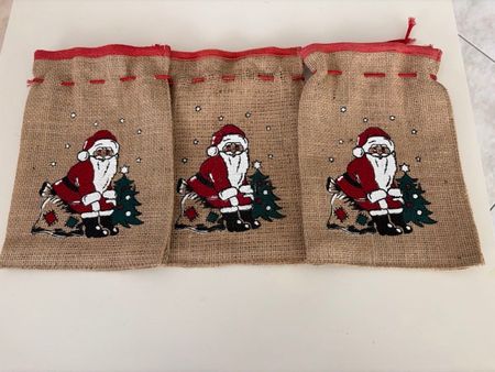 3 Stück Jutesäckli Samichlaus Motiv