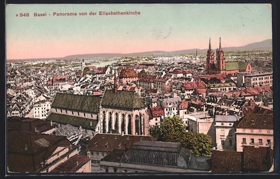 Cartes postales: Basel, Panorama von der Elisabethenkirch – D'occasion à Berlin par bartko-reher