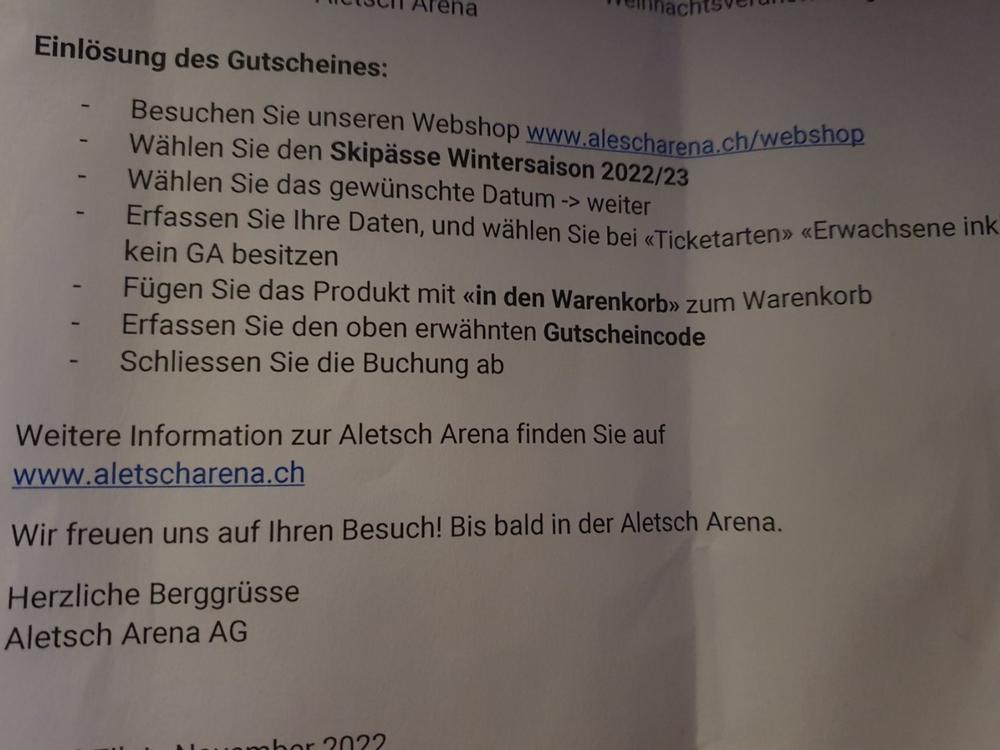 Tageskarte Aletsch Arena Gutschein g ltig bis 15.04.2023