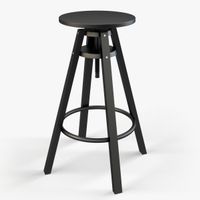 4x Tabouret de bar noir réglable en hauteur vintage