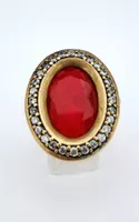 Ring mit rotem Edelstein Grösse 55