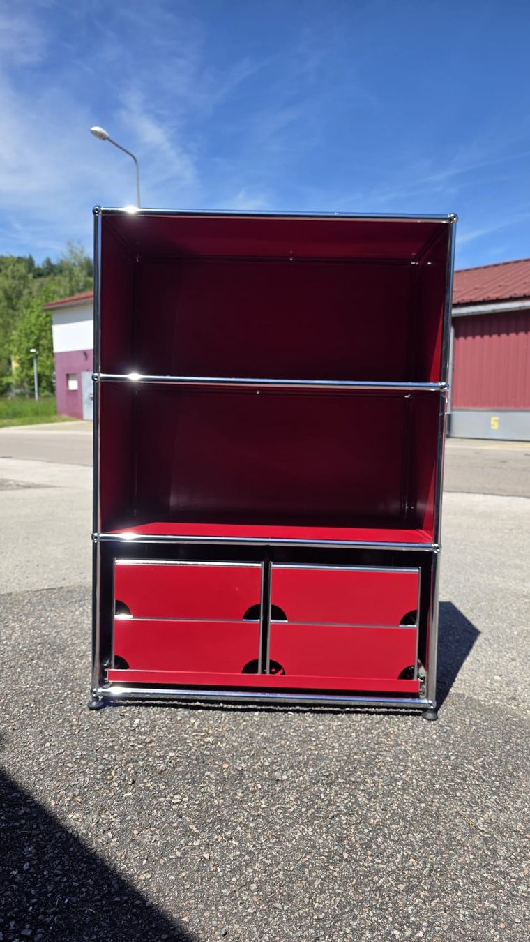 USM Scaffali: USM Haller - Meuble de rangement rouge bordeaux – Usato da Le Locle venduto da marylise01 5
