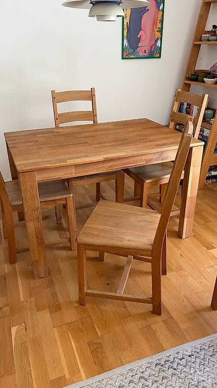 Set di tavolo e panche: Esstisch Eiche massiv 120×80 mit 6 Eichenstühlen – Usato da Zürich venduto da jul_89lq 4